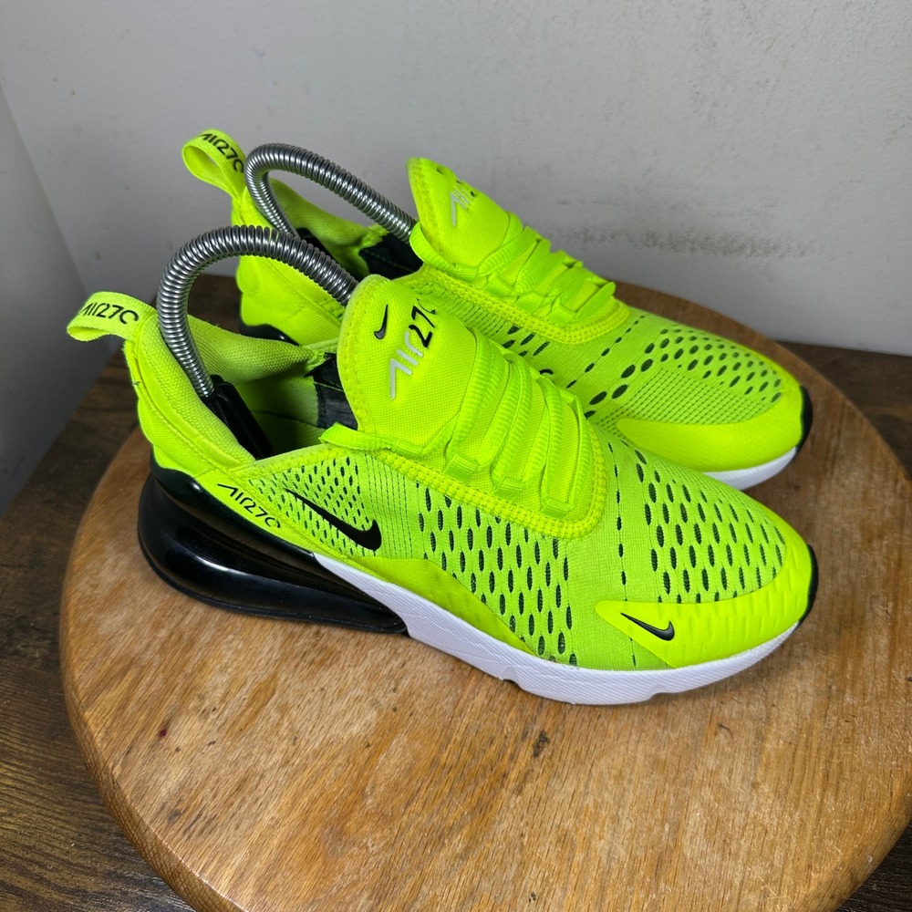 Nike Air Max 270 GS Volt Neon Yellow Black Sneakers 943345-701 5Y Womens 6.5
